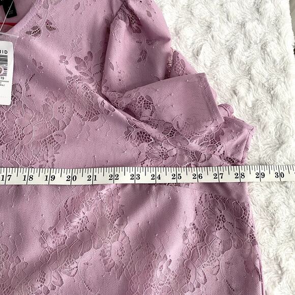 NEW Torrid Mauve Mist Abbey Lace Floral Sheer Short Sleeve Romantic Blouse 3X - Picture 8 of 8